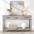 54 Entryway Console Table with 3 Drawers, 2 Tier Wooden Narrow Sofa Table Behind Couch, Rectangular Hallway Table for Entryway Living Room