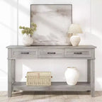 54 Entryway Console Table with 3 Drawers, 2 Tier Wooden Narrow Sofa Table Behind Couch, Rectangular Hallway Table for Entryway Living Room
