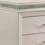 2-Drawer Nightstand with Acrylic Feet and Crystal Accents, Silver