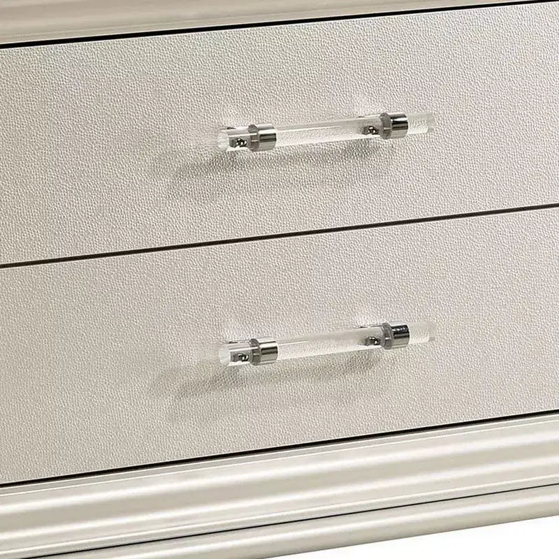 2-Drawer Nightstand with Acrylic Feet and Crystal Accents, Silver
