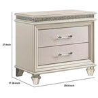 2-Drawer Nightstand with Acrylic Feet and Crystal Accents, Silver