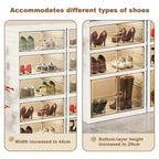 Foldable Shoe Storage Cabinet with Clear Doors and Wheels
