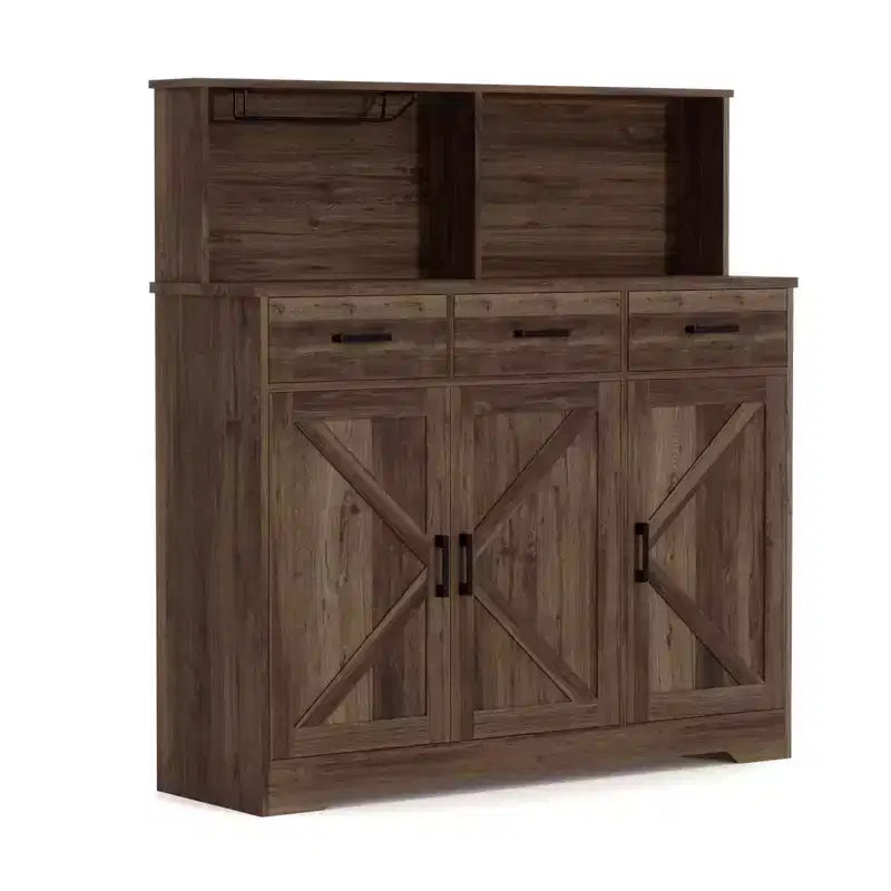 Buffet Cabinet with Storage – 3 Doors, 3 Drawers, Wood Frame