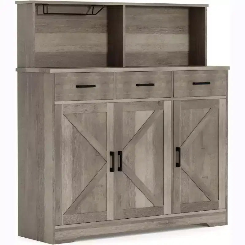 Buffet Cabinet with Storage – 3 Doors, 3 Drawers, Wood Frame