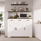 Buffet Cabinet with Storage – 3 Doors, 3 Drawers, Wood Frame