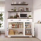 Buffet Cabinet with Storage – 3 Doors, 3 Drawers, Wood Frame