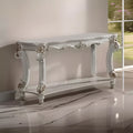 Royal Hampton 58 Inch Sofa Console Table, Classic Scrolled Legs, Brushed Gold, Shelf