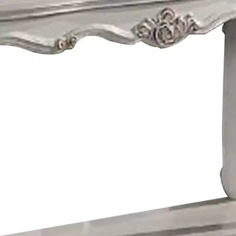 58 Inch Sofa Console Table with Scrolled Legs and Open Bottom Shelf