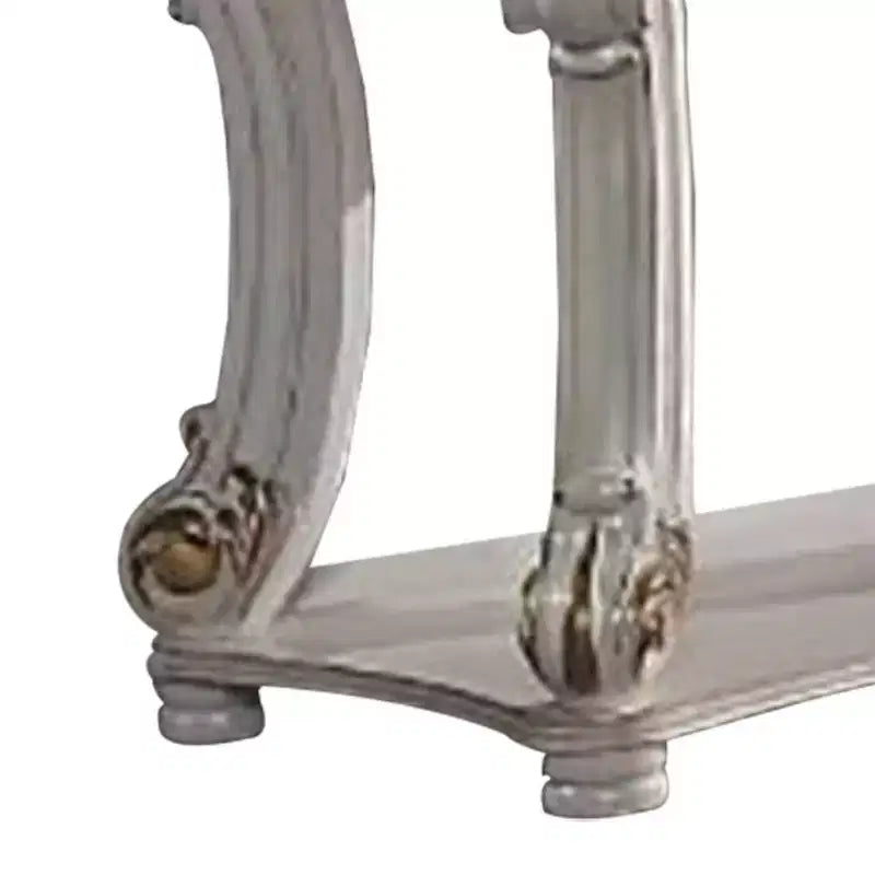 58 Inch Sofa Console Table with Scrolled Legs and Open Bottom Shelf