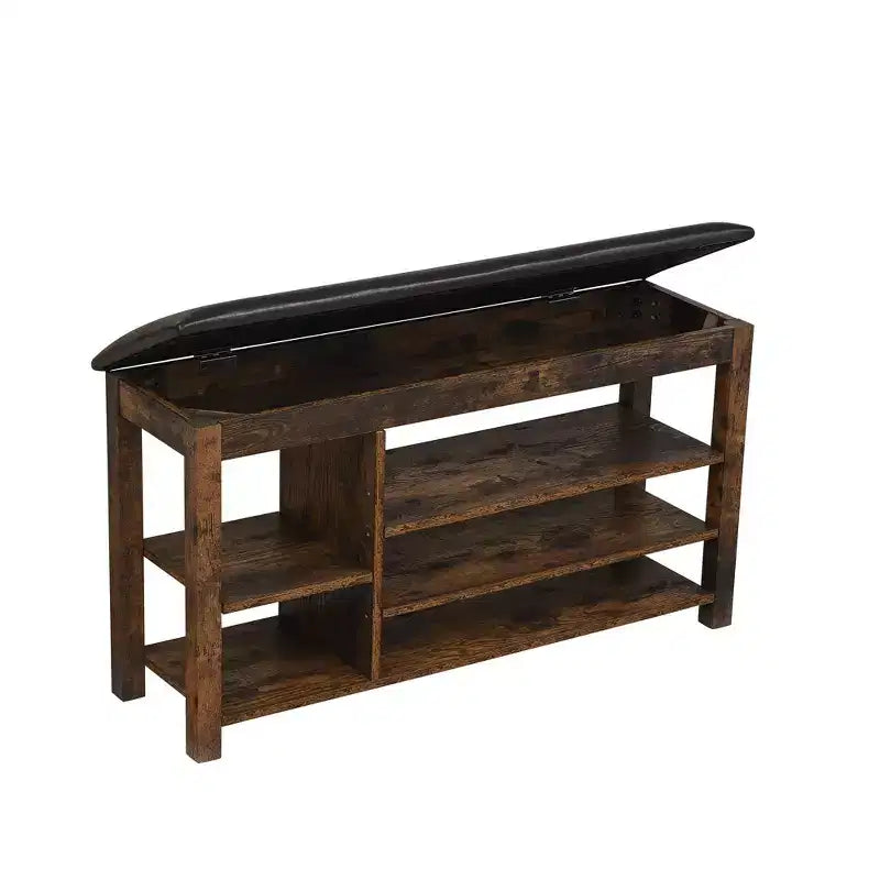 Lift-Top Shoe Bench with Adjustable Shelves and Hidden Storage