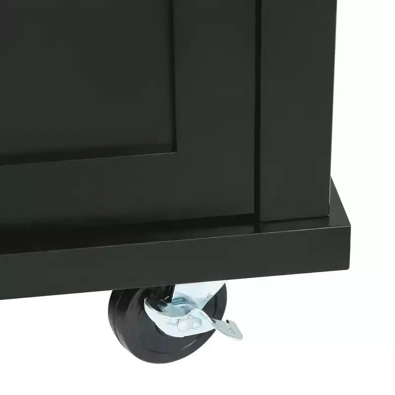 Kitchen Island With Storage Cabinet & 3 Drawers, Drop-Leaf Countertop, Rolling Cart With Locking Casters, Black