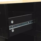 Kitchen Island With Storage Cabinet & 3 Drawers, Drop-Leaf Countertop, Rolling Cart With Locking Casters, Black