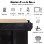 Kitchen Island With Storage Cabinet & 3 Drawers, Drop-Leaf Countertop, Rolling Cart With Locking Casters, Black