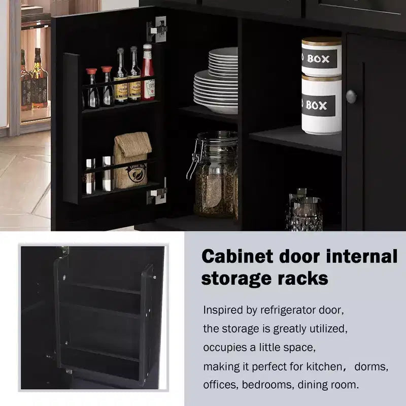 Kitchen Island With Storage Cabinet & 3 Drawers, Drop-Leaf Countertop, Rolling Cart With Locking Casters, Black