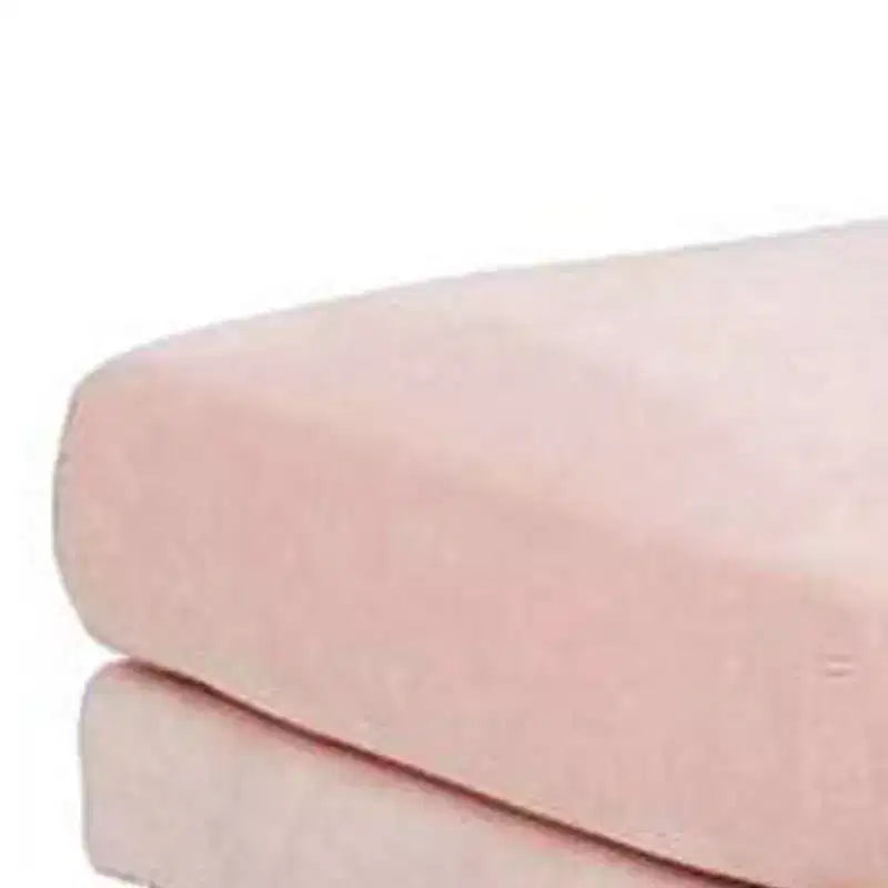 32 Inch Modular Ottoman with Box Cushion Seat, Wood Legs, Blush Pink