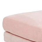 32 Inch Modular Ottoman with Box Cushion Seat, Wood Legs, Blush Pink
