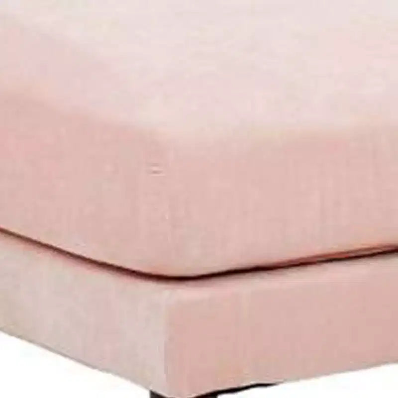 32 Inch Modular Ottoman with Box Cushion Seat, Wood Legs, Blush Pink