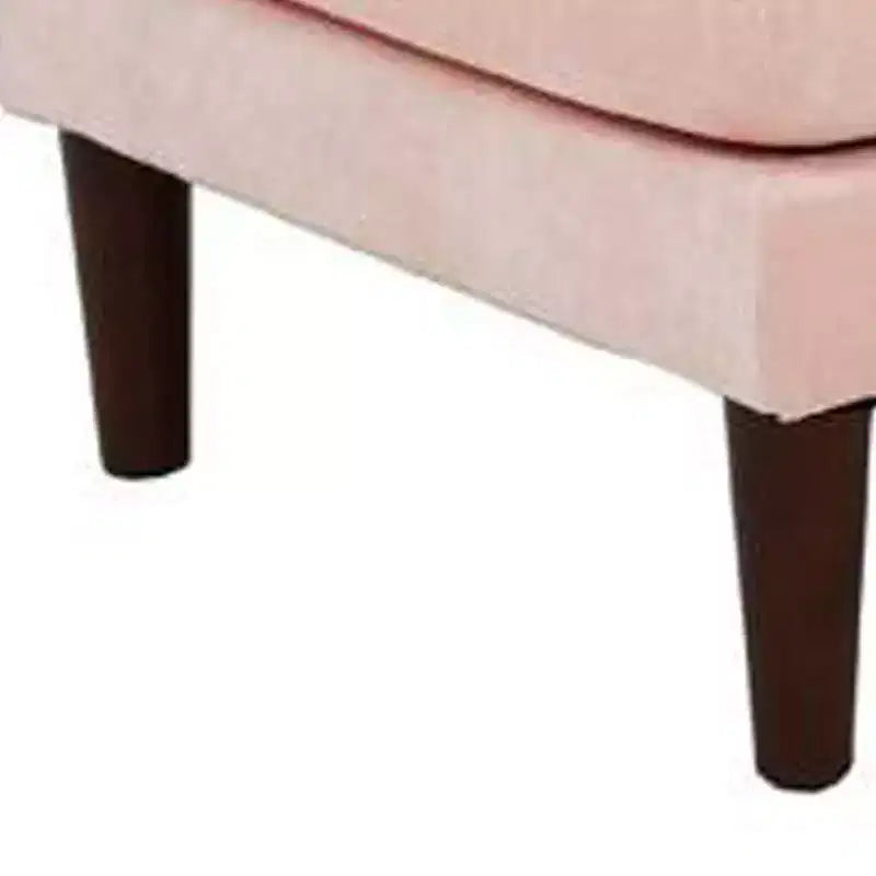 32 Inch Modular Ottoman with Box Cushion Seat, Wood Legs, Blush Pink