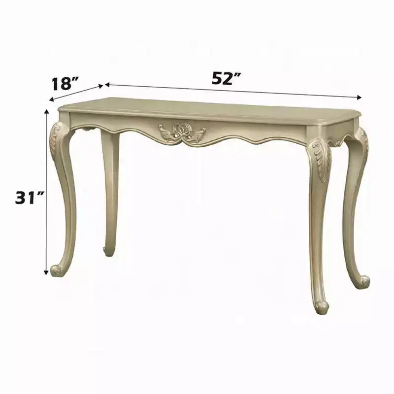 52-Inch Wooden Sofa Table with Carved Legs and Champagne Finish