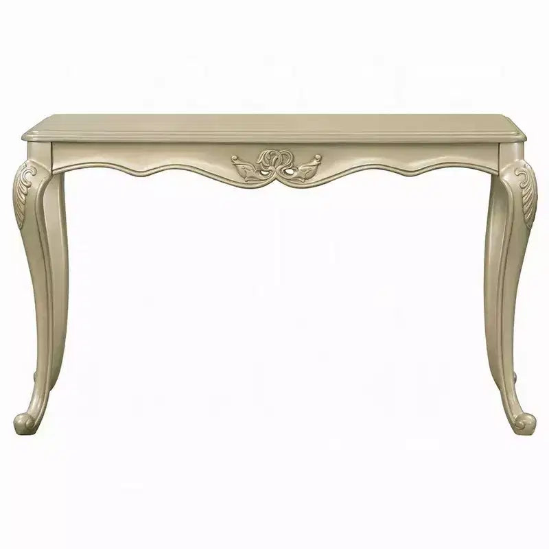 52-Inch Wooden Sofa Table with Carved Legs and Champagne Finish