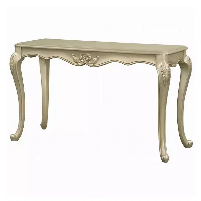52-Inch Wooden Sofa Table with Carved Legs and Champagne Finish