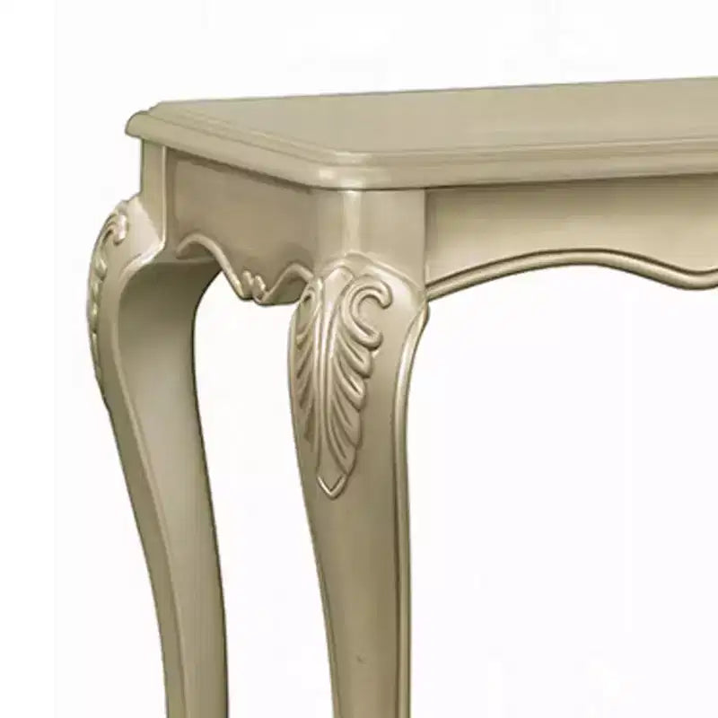 52-Inch Wooden Sofa Table with Carved Legs and Champagne Finish
