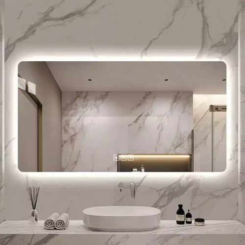 48 x 24 Inch LED Bathroom Vanity Mirror with Three-Color Dimmable Backlit Mirror with One-Touch Demist Function