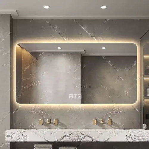 Miroir de salle de bain LED rétroéclairé 48 x 24 pouces avec lumière dimmable et fonction anti-buée
