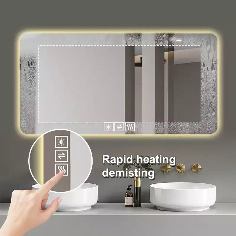 48 x 24 Inch LED Backlit Bathroom Mirror with Dimmable Light and Anti-Fog Function