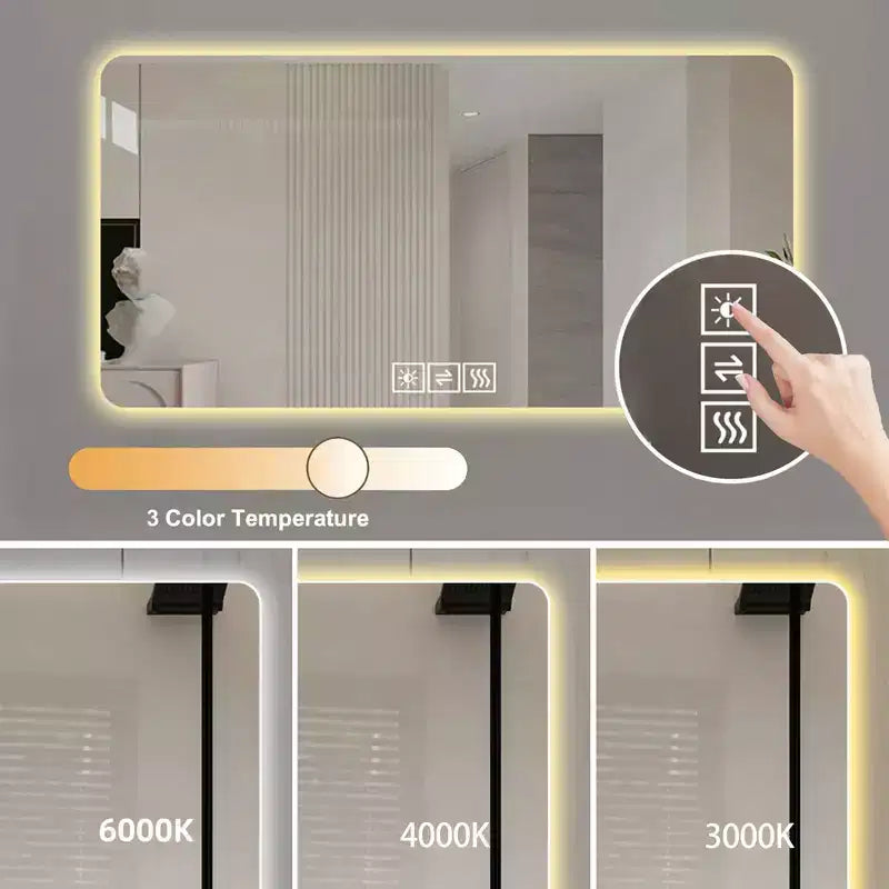 48 x 24 Inch LED Backlit Bathroom Mirror with Dimmable Light and Anti-Fog Function