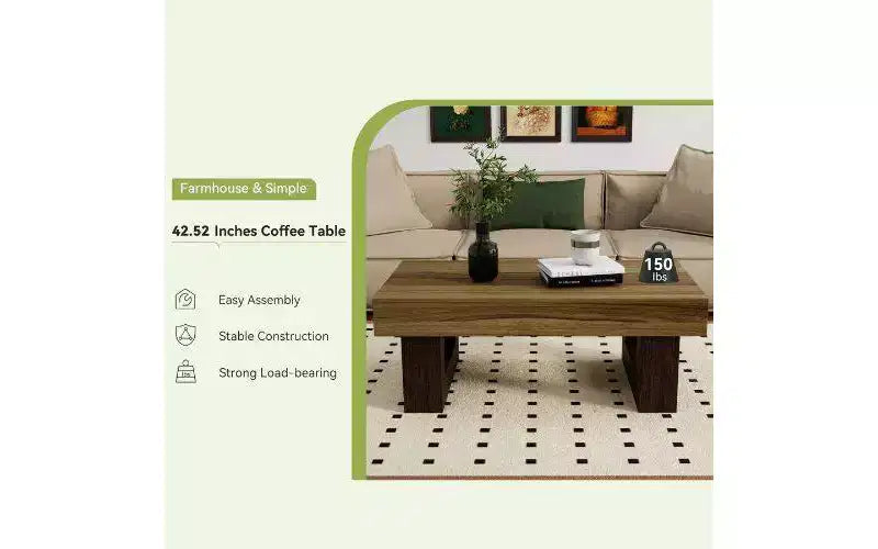 Farmhouse Wooden Rectangular Coffee Table