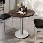 Round Solid Wood Dining Table with Cast Iron Base