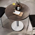 Round Solid Wood Dining Table with Cast Iron Base