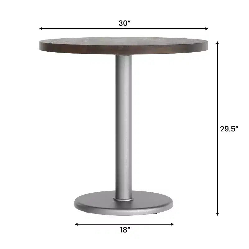 Round Solid Wood Dining Table with Cast Iron Base