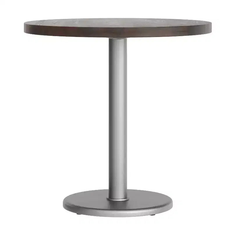 Round Solid Wood Dining Table with Cast Iron Base