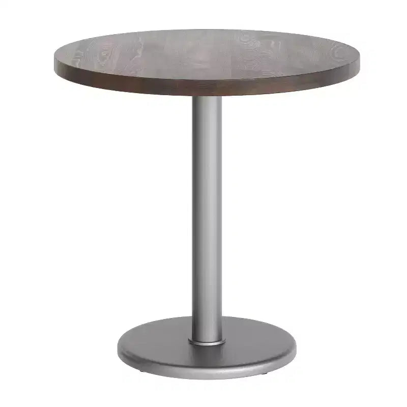 Round Solid Wood Dining Table with Cast Iron Base