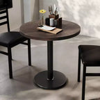 Round Solid Wood Dining Table with Cast Iron Base
