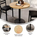 Round Solid Wood Dining Table with Cast Iron Base