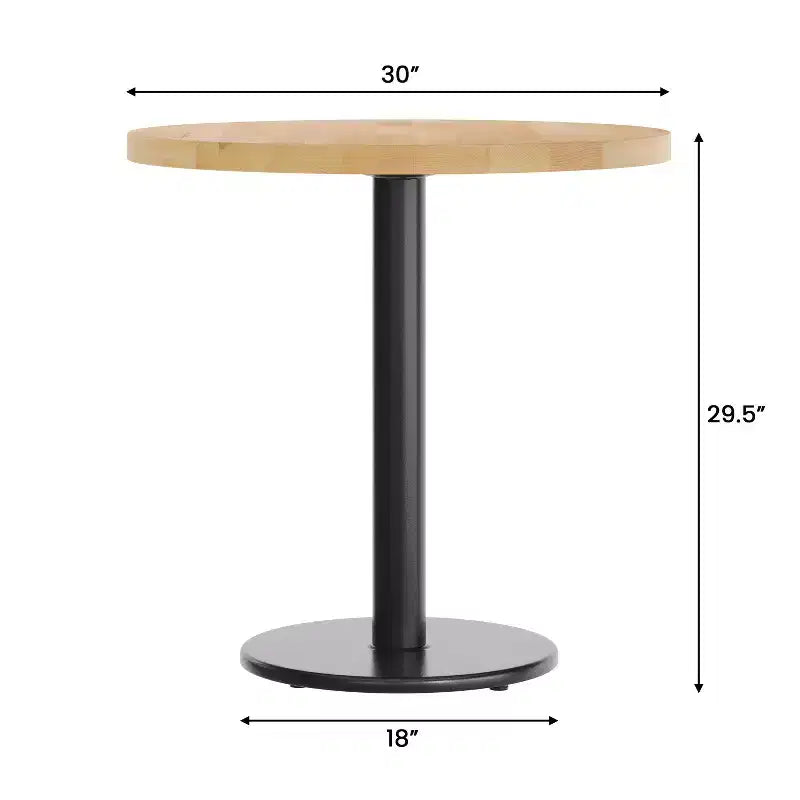 Round Solid Wood Dining Table with Cast Iron Base