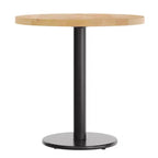 Round Solid Wood Dining Table with Cast Iron Base