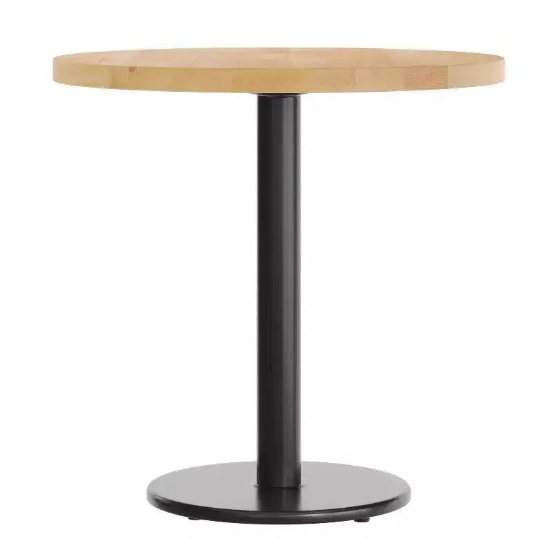 Round Solid Wood Dining Table with Cast Iron Base