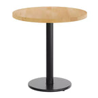 Round Solid Wood Dining Table with Cast Iron Base
