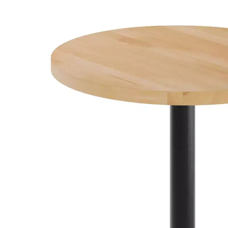 Round Solid Wood Dining Table with Cast Iron Base