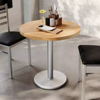 Round Solid Wood Dining Table with Cast Iron Base