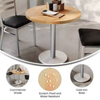 Round Solid Wood Dining Table with Cast Iron Base