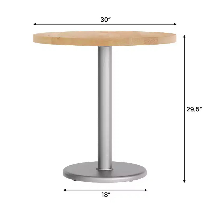 Round Solid Wood Dining Table with Cast Iron Base