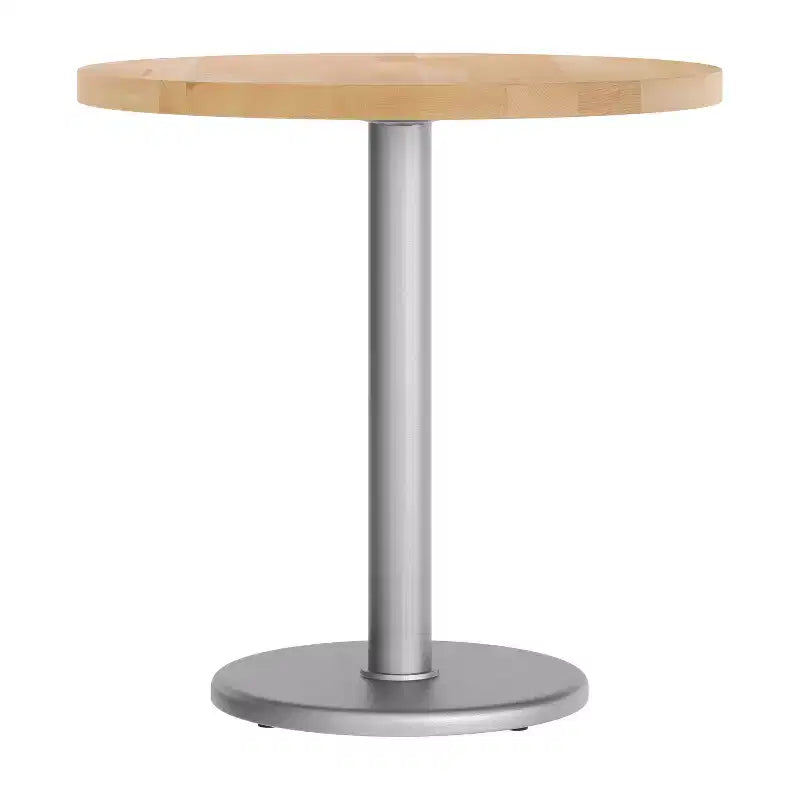 Round Solid Wood Dining Table with Cast Iron Base
