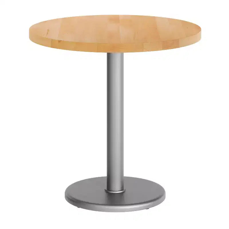 Round Solid Wood Dining Table with Cast Iron Base