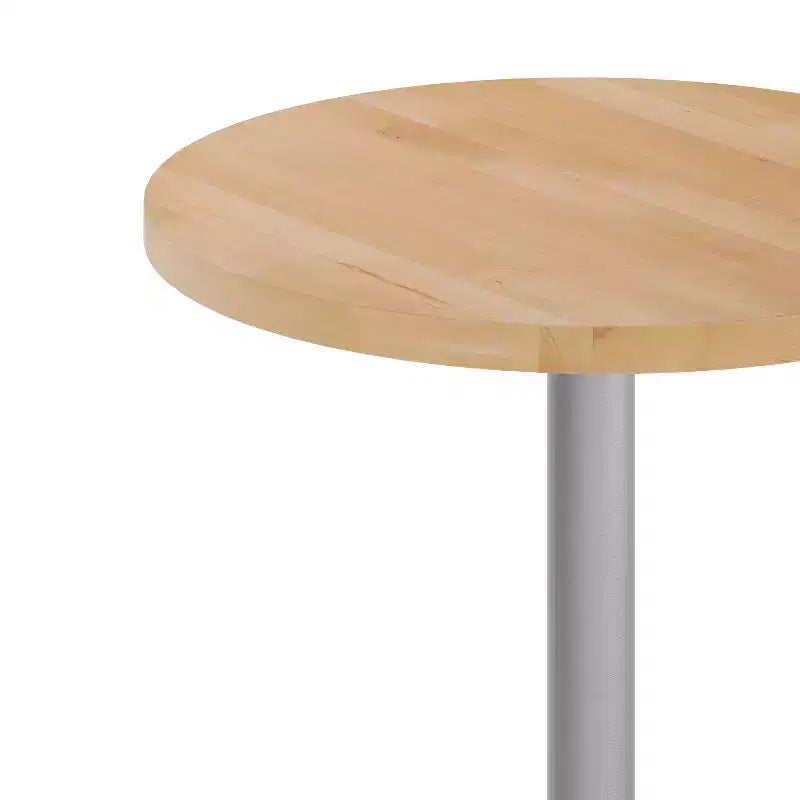 Round Solid Wood Dining Table with Cast Iron Base