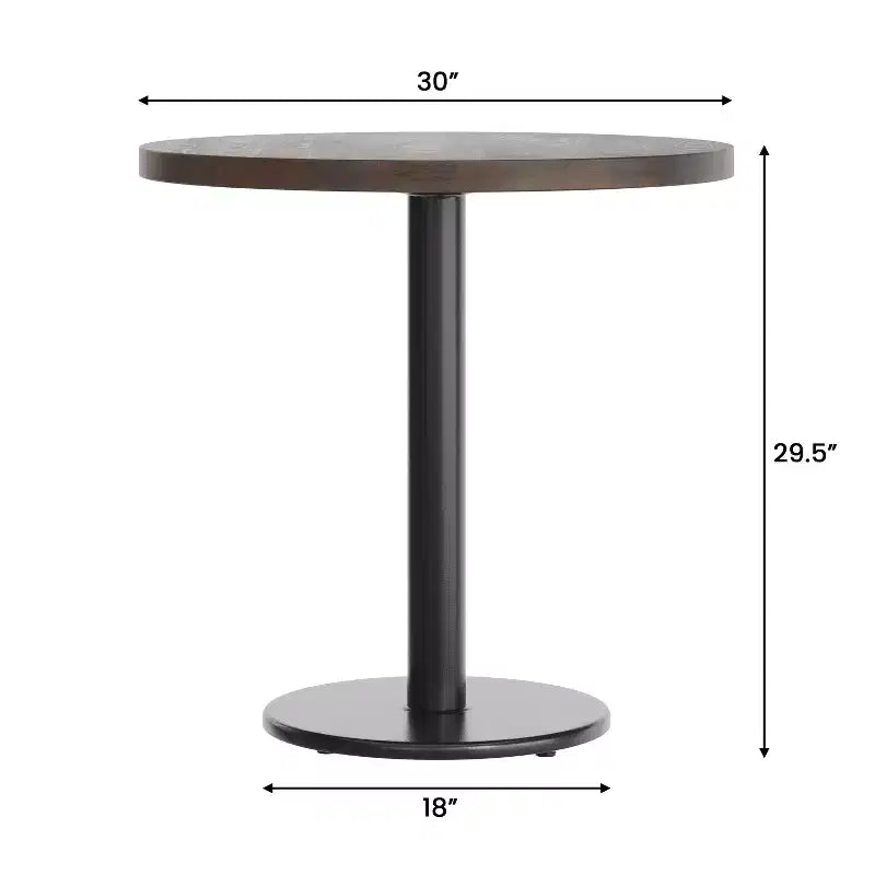 Round Solid Wood Dining Table with Cast Iron Base
